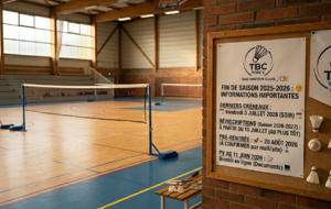 🏸 Fin de saison 2025-2026 : Derniers créneaux et réinscriptions