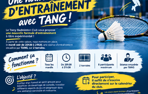 🏸 Une nouvelle formule d’entraînement avec TANG !